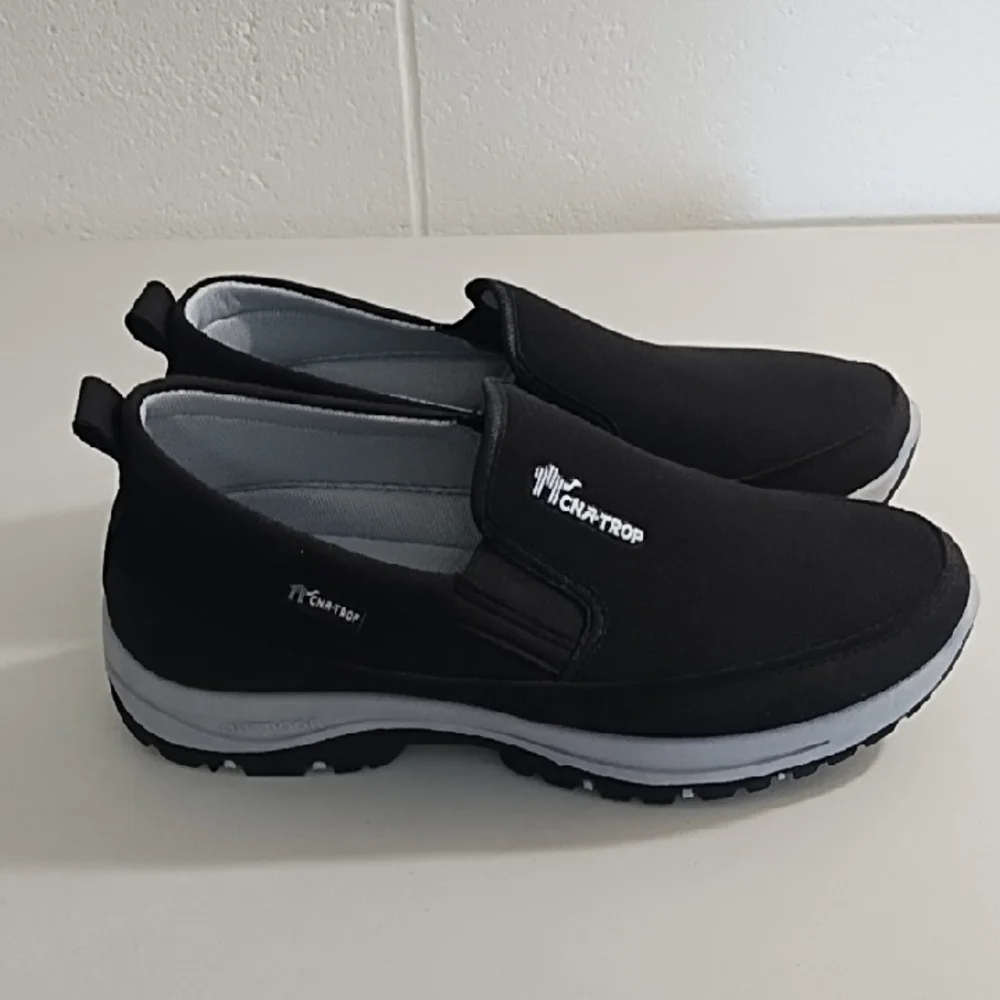 Black and Grey Slip-On Comfort Loafers